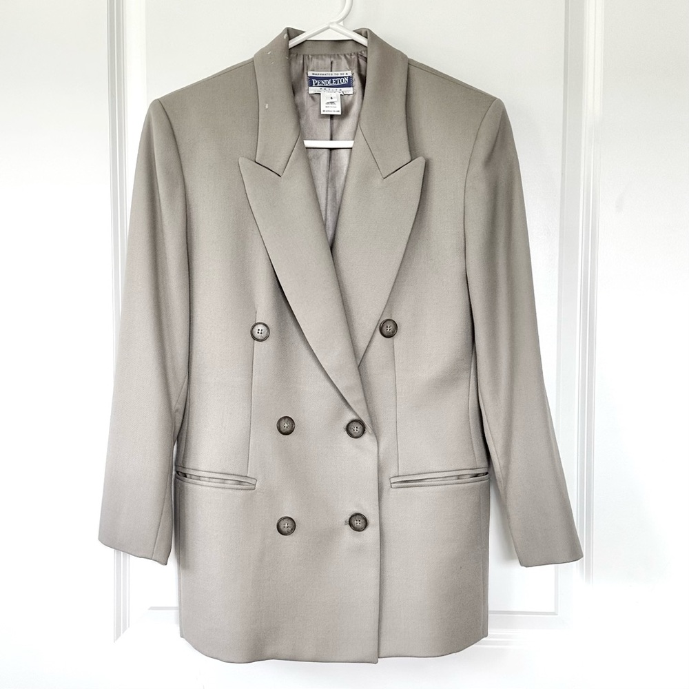Vintage 1990’s Pendleton Taupe Double-Breasted 100% Wool Blazer
